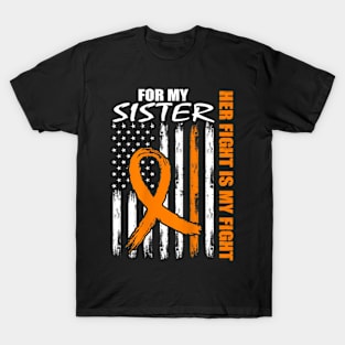 Her Fight Is My Fight Sister Leukemia Awareness Flag T-Shirt